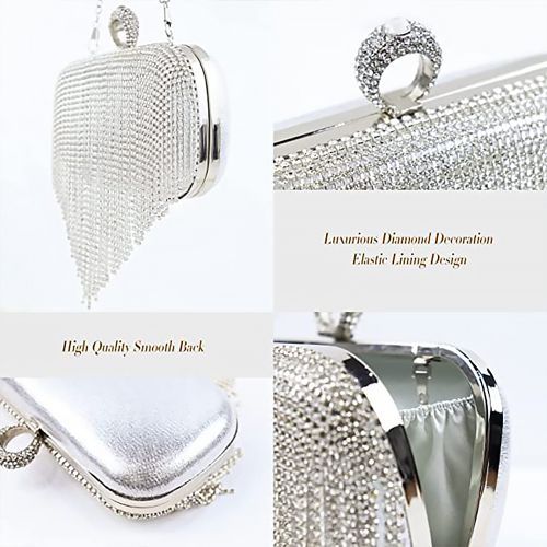 Ladies Cluth Bags Women Evening Bag Handbags For Party-Silver