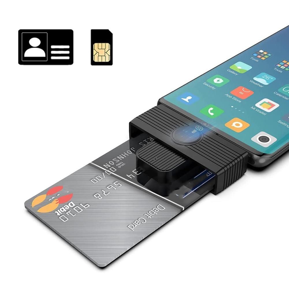 Black CR318 Smart Card Reader for Bank Card SIM ID Cloner Connector Adapter USB20 Standard for Android Phones