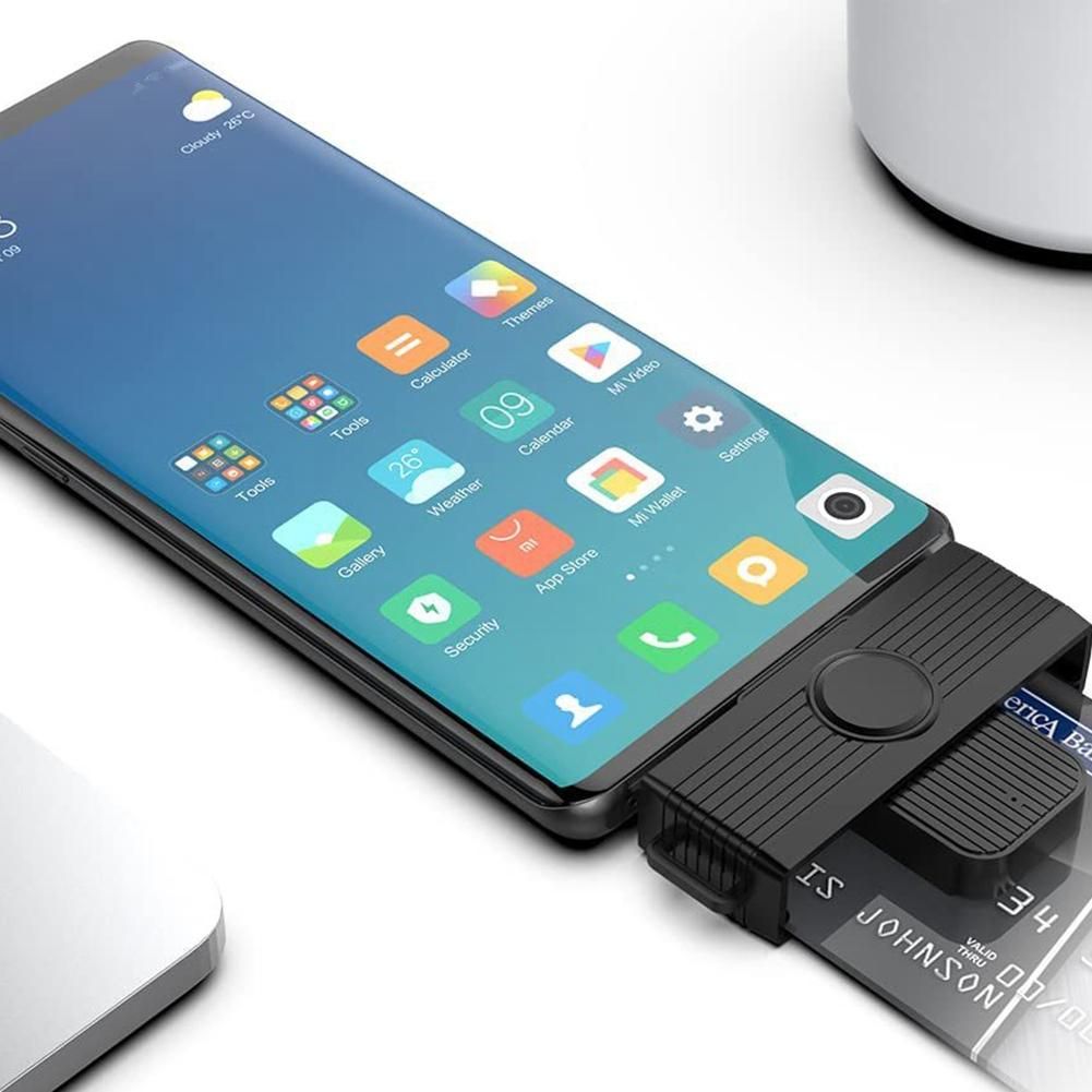 Black CR318 Smart Card Reader for Bank Card SIM ID Cloner Connector Adapter USB20 Standard for Android Phones