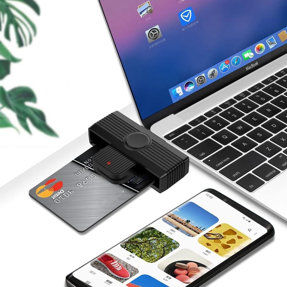 Black CR318 Smart Card Reader for Bank Card SIM ID Cloner Connector Adapter USB20 Standard for Android Phones