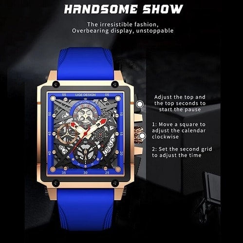 LIGE Rubber Watch - Blue