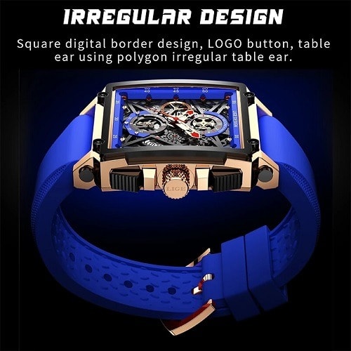LIGE Rubber Watch - Blue