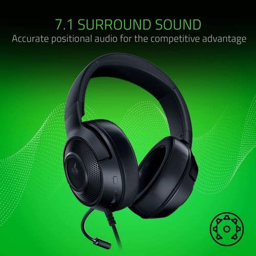 Kraken X Ultralight Gaming Headset: 7.1 Surround Sound Capable- Classic Black