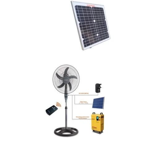 Qasa Ac & Dc Solar Non Rechargeable Standing Fan + Panel - 18''
