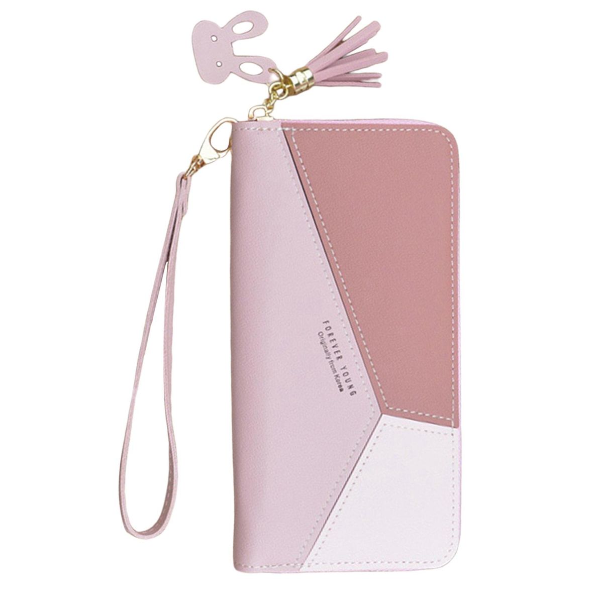 Women PU LEAther Wristlet Wallet Clutch Phone Long Pink