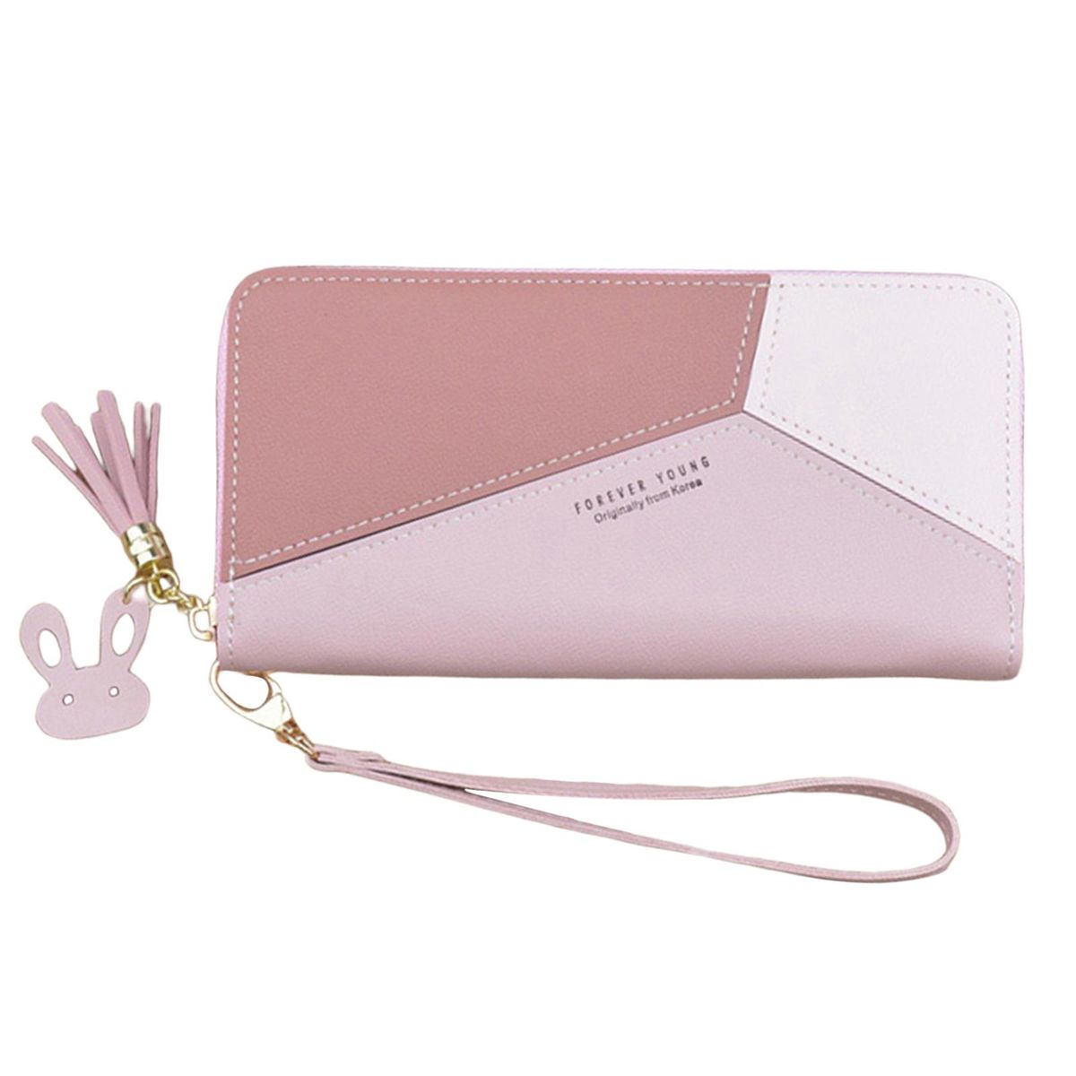 Women PU LEAther Wristlet Wallet Clutch Phone Long Pink