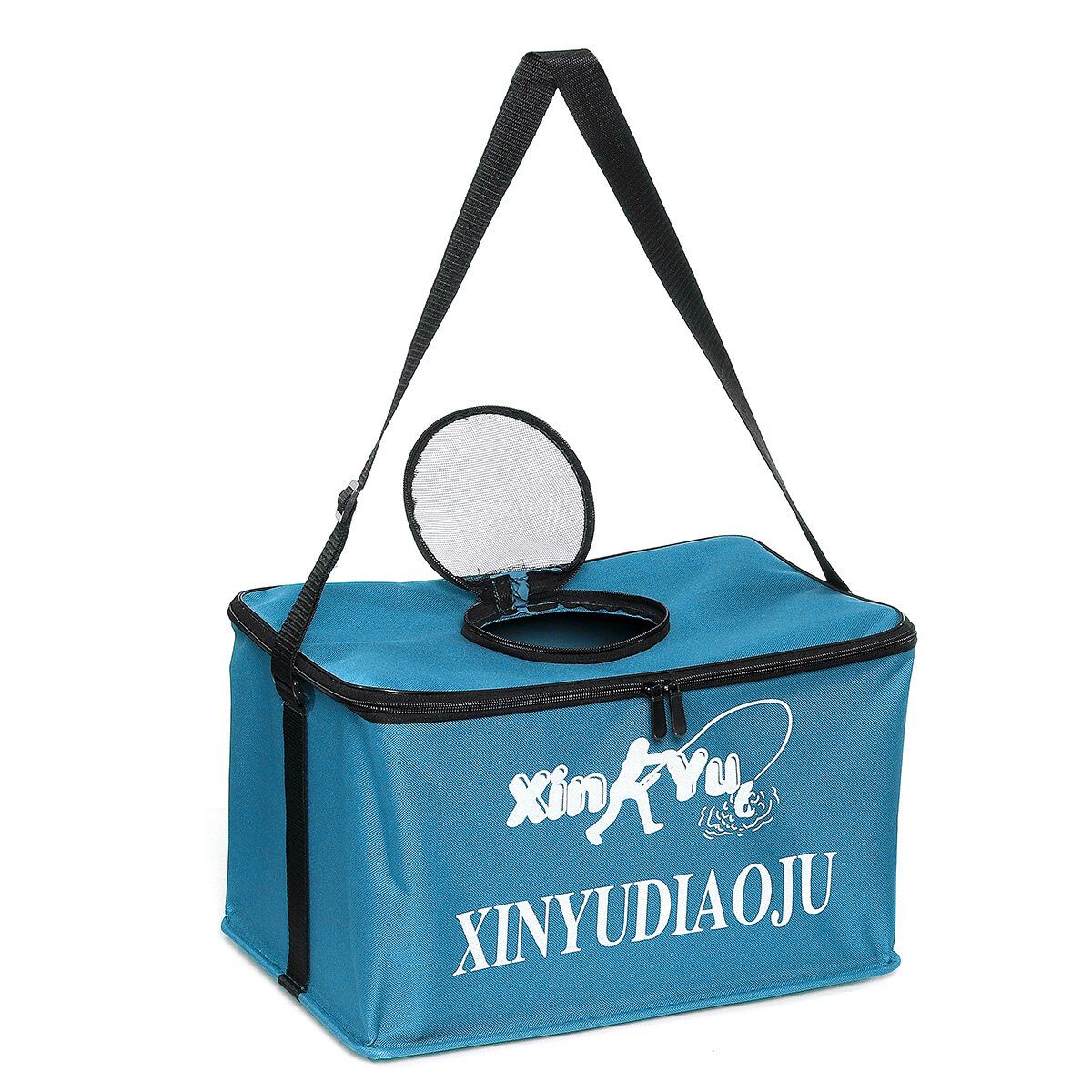 (40*25*26cm-GREEN/BLUE) Thickened-Canvas Waterproof Portable Foldable Bucket Folding Tank Live Fish Bait Storage Box Water Basin For Camping Blue