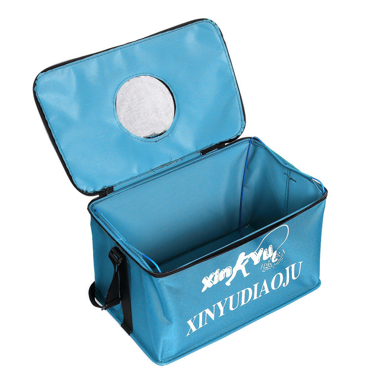 (40*25*26cm-GREEN/BLUE) Thickened-Canvas Waterproof Portable Foldable Bucket Folding Tank Live Fish Bait Storage Box Water Basin For Camping Blue