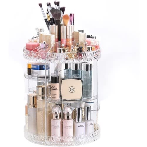 360 Degree Rotating And Adjustable Cosmetics And Makeup Organizer