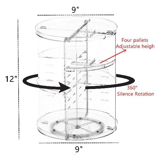 360 Degree Rotating And Adjustable Cosmetics And Makeup Organizer