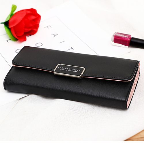Tri-Fold Long Wallet Buckle Clutch Multi-Card Wallet