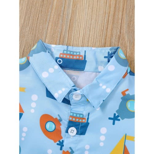 2-piece Toddler Boy Boat Print Shirt & Shorts Set