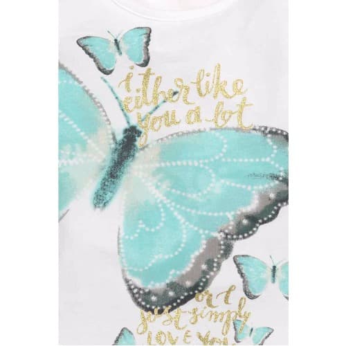 Jersey Top with Puff Sleeves - White