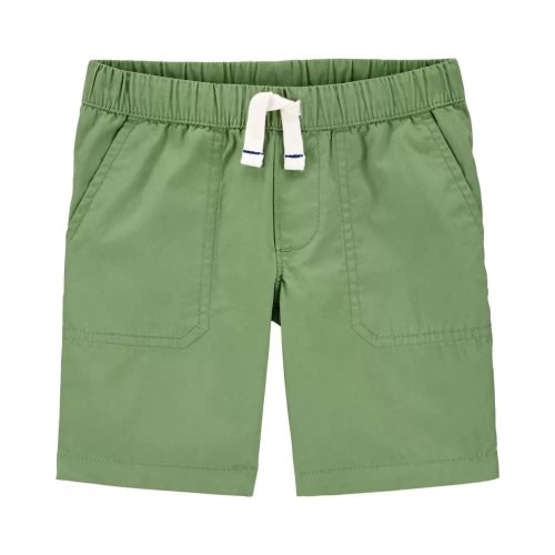 Pull-on Poplin Shorts -Green - 3t