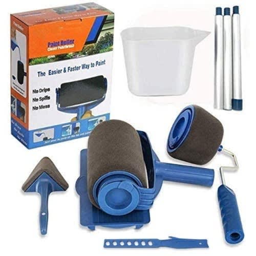 Paint Roller Brush Tool Set With Sticks  - 9 Pieces