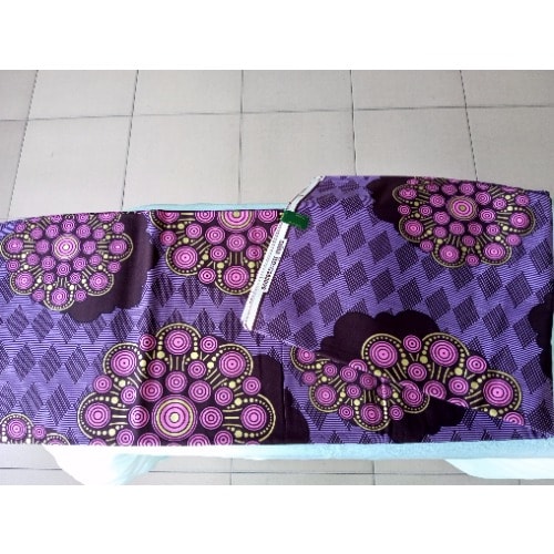 Vlisco Ankara With Circle Design - Purple And Gold -6yards