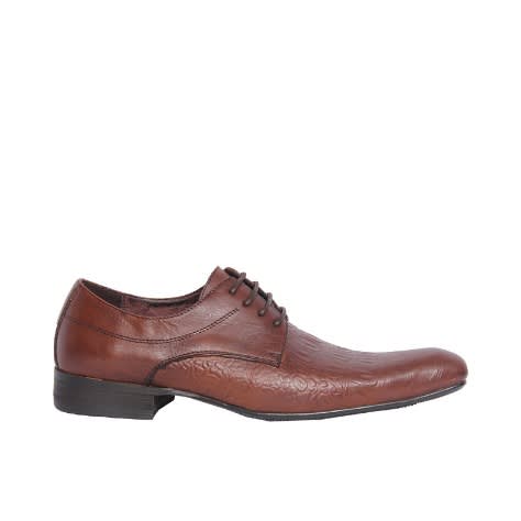 Patterned Italian Leather Lace-up Shoe - Brown - Msh-3481