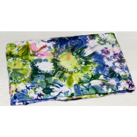 Adire Fabric - Blend Of Blue + Lemon + Pink And White - 5 Yards