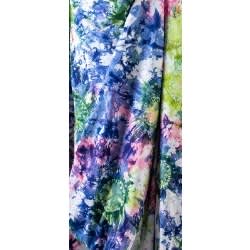 Adire Fabric - Blend Of Blue + Lemon + Pink And White - 5 Yards