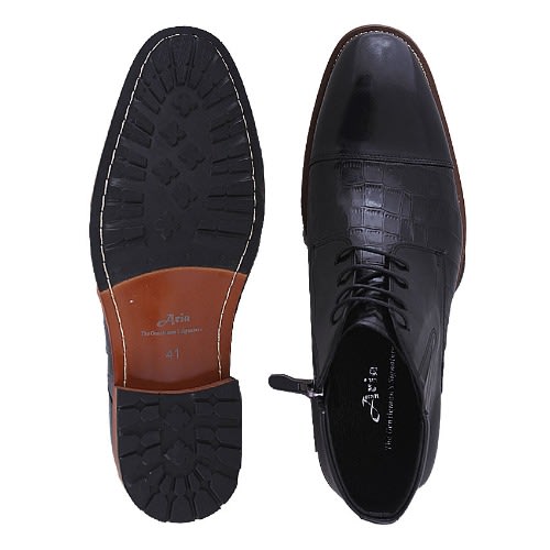 Men's Ankle Lace-up Boot - Black - Msh-4394