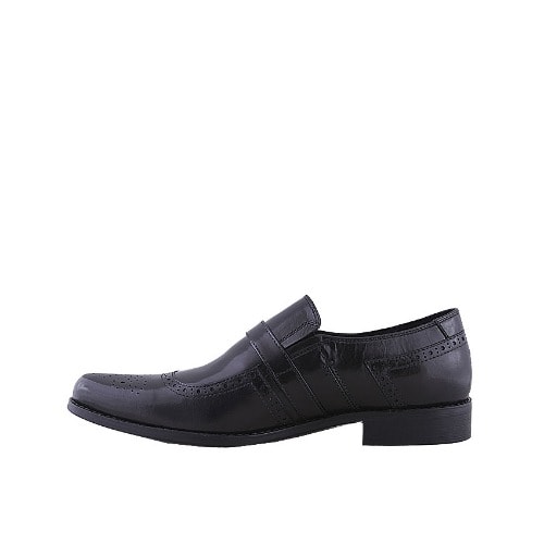 Men’s Leather Slip On Shoe With Buckle - Black
