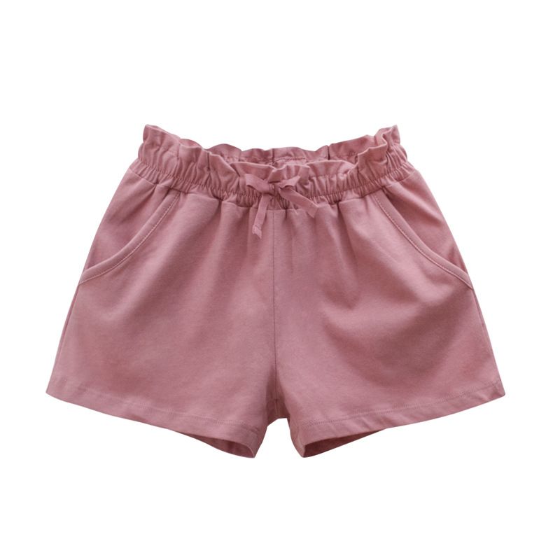 100% Cotton Kids Plain Girls Shorts-Dark Pink