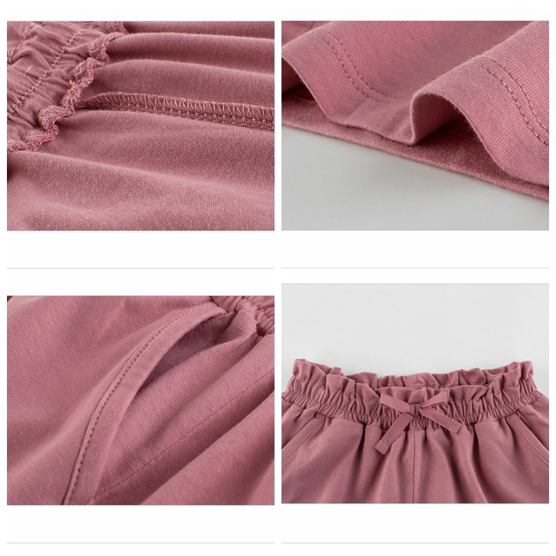 100% Cotton Kids Plain Girls Shorts-Dark Pink