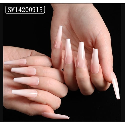Ballet Coffin Full Cover Long Press-on Nail Tips - Sm14200915- 24 Pieces