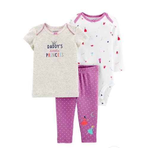 Baby Girl Little Princess Bodysuit And Matching Pant - 3 Set.