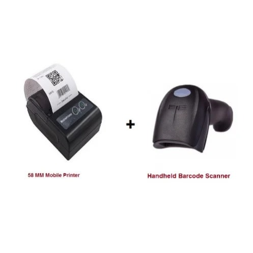 POS Thermal Mobile Printer With Handheld Barcode Scanner