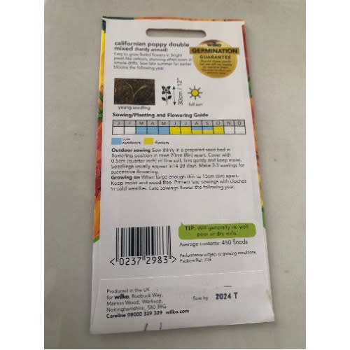 Californian Poppy-double Mix Seeds -450seeds