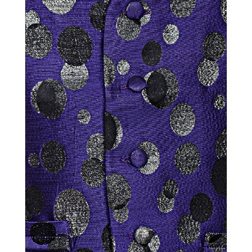 Dotted Detailed Men's Waistcoat - Silver & Purple - MWC-1422