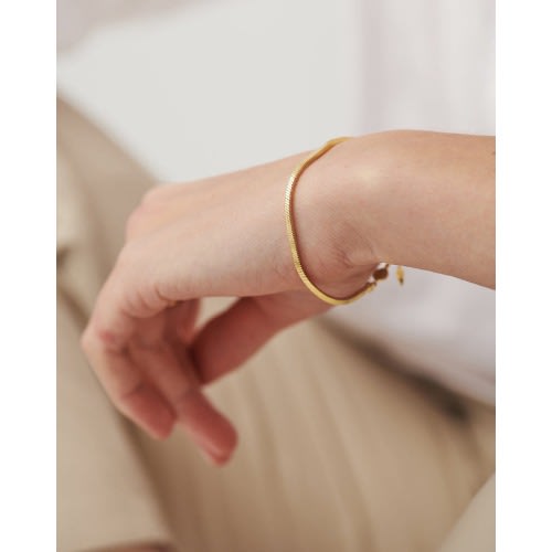 Tiny Unisex Snake Bone Bracelet - Gold