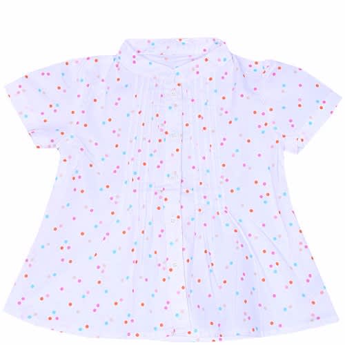 Girls' White with Multicolour Polka Dot Shirt Blouse
