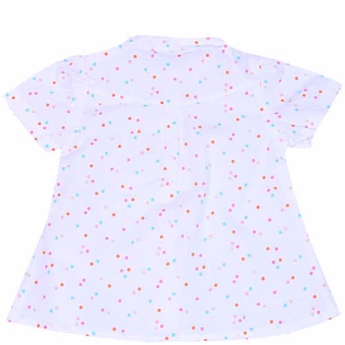 Girls' White with Multicolour Polka Dot Shirt Blouse