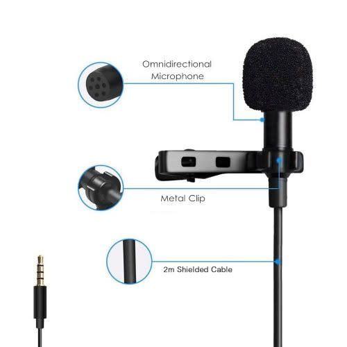 1.5m Mini Condenser Clip-on Lapel Mic For  Audio Video Recording - 3.5mm