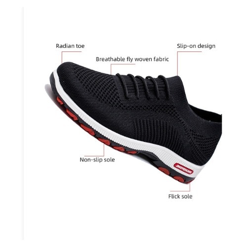 Men's Sports Casual Woven Sneakers  - Black