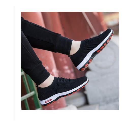 Men's Sports Casual Woven Sneakers  - Black