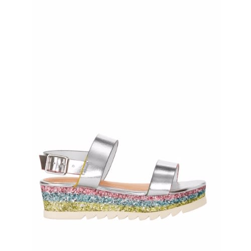 Big Girls Rainbow Glitter Platform Sandals