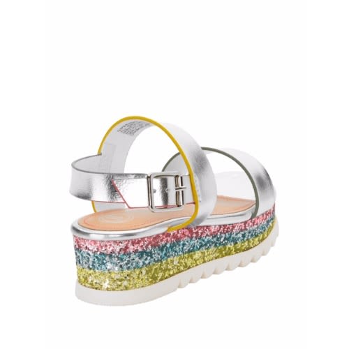Big Girls Rainbow Glitter Platform Sandals