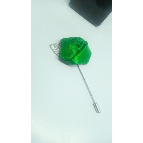 Lapel Brooch With Silver Leaf + free Box - Green