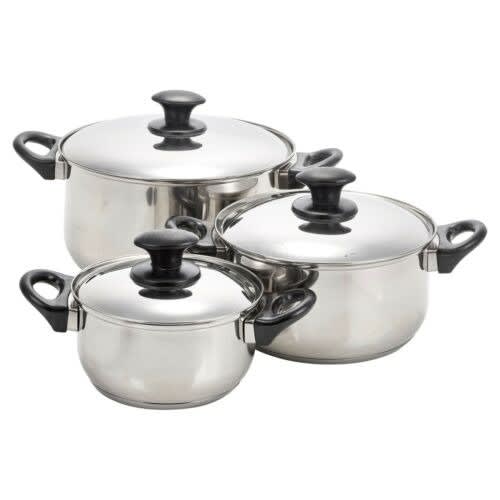 Stainless Steel Cooking Pot - Set Of 3 - Silver