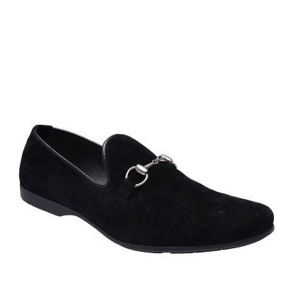 Suede Royal Shoe With Chain Detail - Black