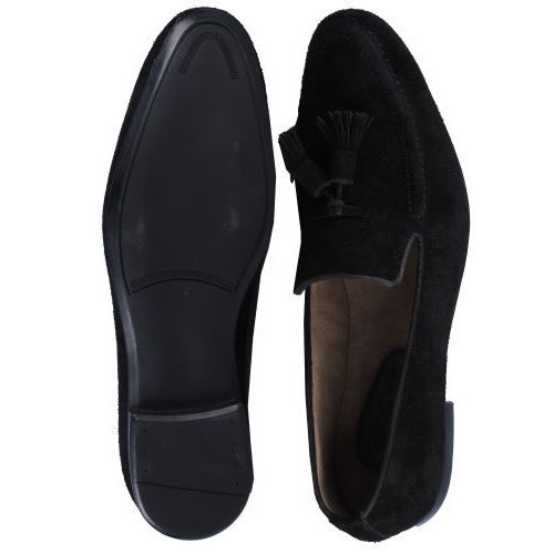 Suede Slip-on With Tassels - Black