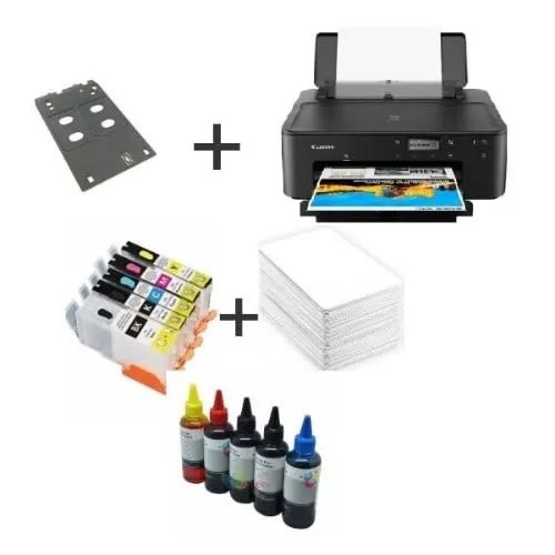 Canon Ts704 Photo, CD, ID Card Printer With Tray, 235 Pieces PVC Card, Refillable Cartridge And Ink
