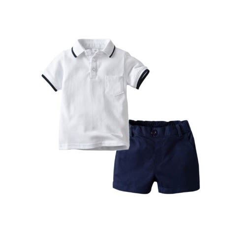 2 Pieces Baby Boy Polo Shirt Bodysuit And Shorts Set