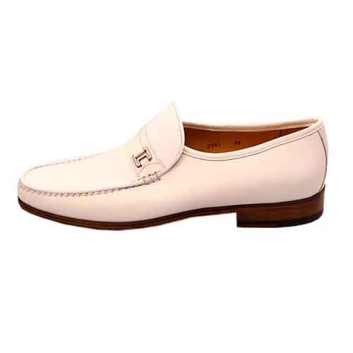 Plain And Patterned Calfskin White Nappa Shoe