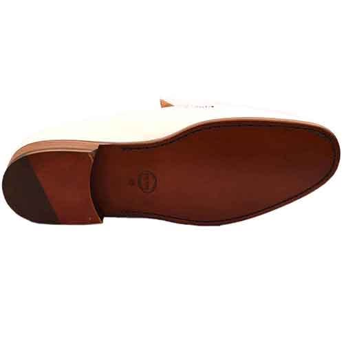 Plain And Patterned Calfskin White Nappa Shoe