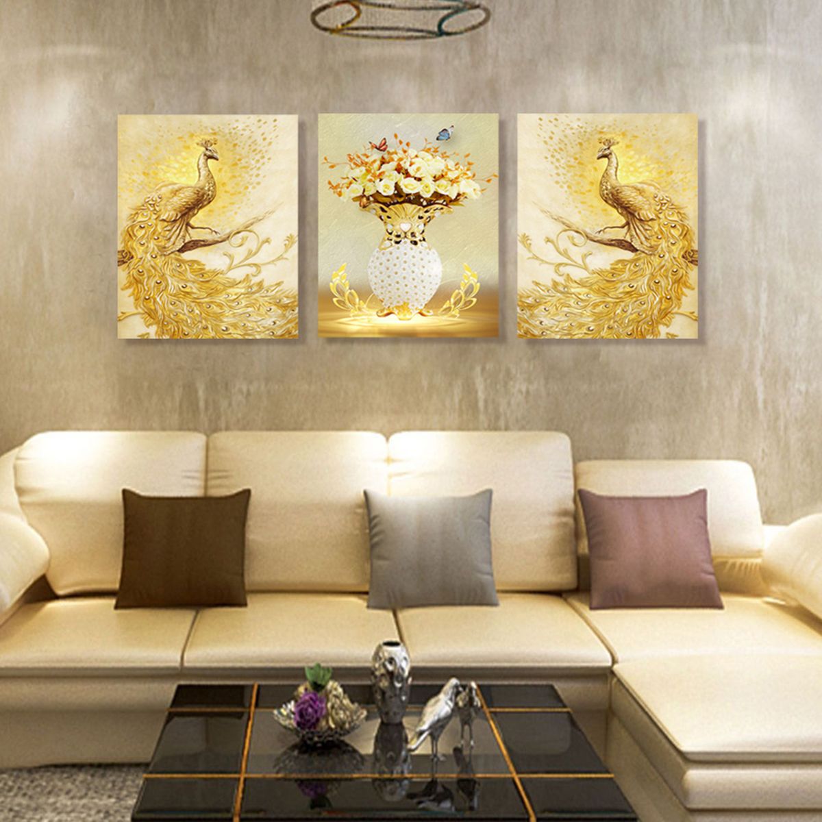 Canvas Print Paintings With Frames Wall Art Decor Golden