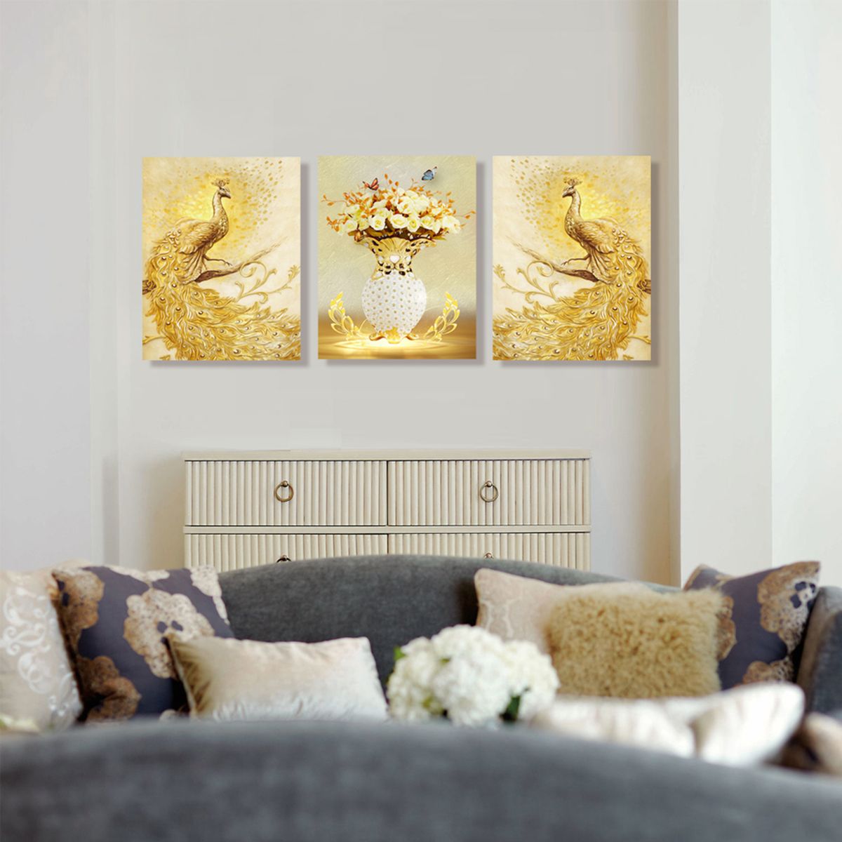 Canvas Print Paintings With Frames Wall Art Decor Golden